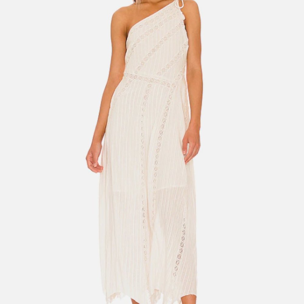 Free People Linen Blend One Shoulder Bella Maxi Dress NWT Size XS